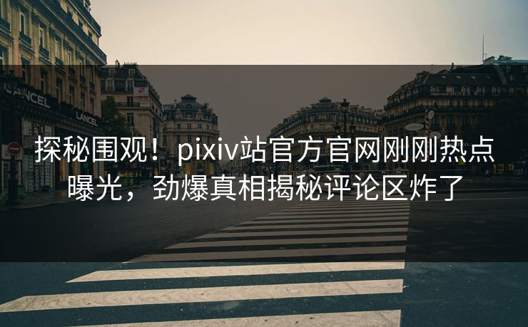 探秘围观！pixiv站官方官网刚刚热点曝光，劲爆真相揭秘评论区炸了