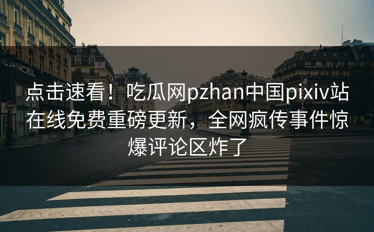 点击速看！吃瓜网pzhan中国pixiv站在线免费重磅更新，全网疯传事件惊爆评论区炸了