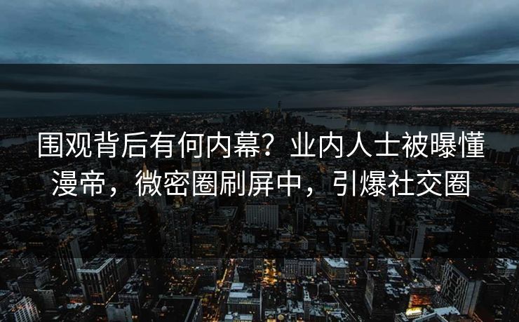 围观背后有何内幕？业内人士被曝懂漫帝，微密圈刷屏中，引爆社交圈