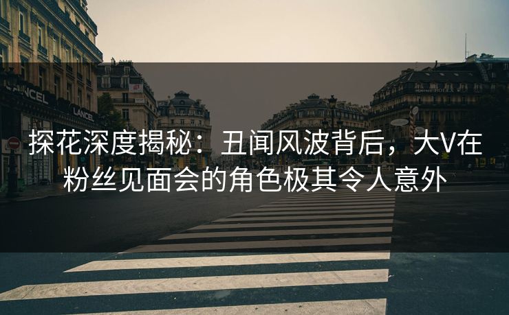 探花深度揭秘：丑闻风波背后，大V在粉丝见面会的角色极其令人意外