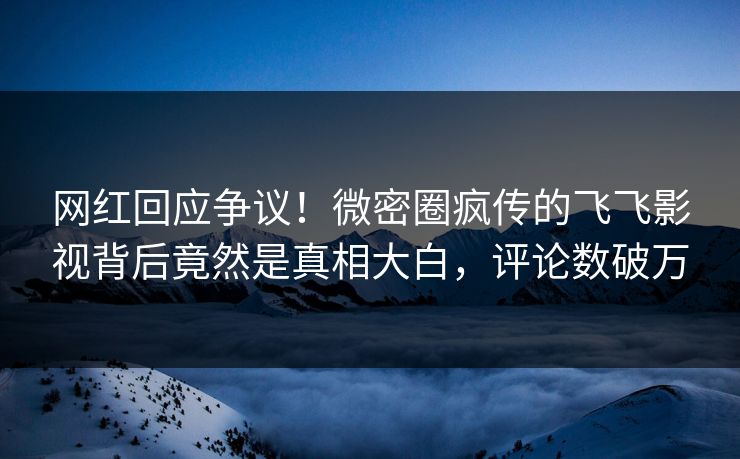 网红回应争议！微密圈疯传的飞飞影视背后竟然是真相大白，评论数破万