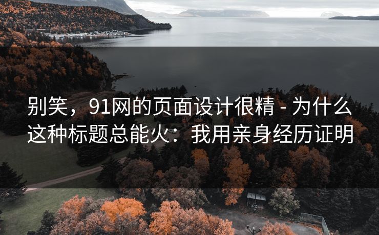 别笑，91网的页面设计很精 - 为什么这种标题总能火：我用亲身经历证明