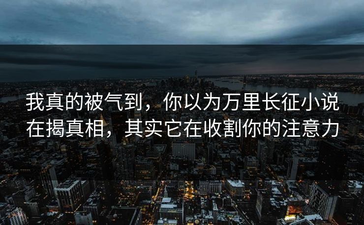 我真的被气到，你以为万里长征小说在揭真相，其实它在收割你的注意力